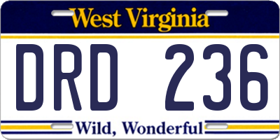 WV license plate DRD236