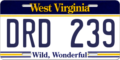 WV license plate DRD239