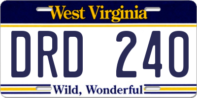 WV license plate DRD240