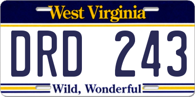 WV license plate DRD243