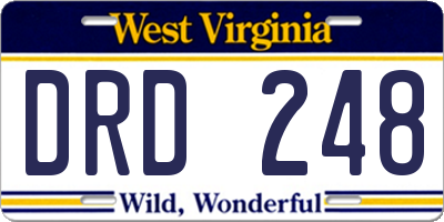 WV license plate DRD248