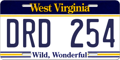 WV license plate DRD254