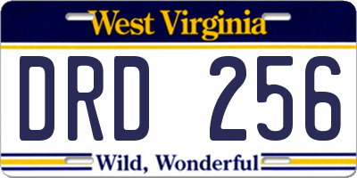 WV license plate DRD256