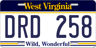 WV license plate DRD258
