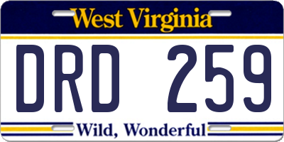 WV license plate DRD259
