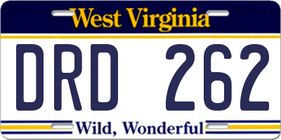 WV license plate DRD262