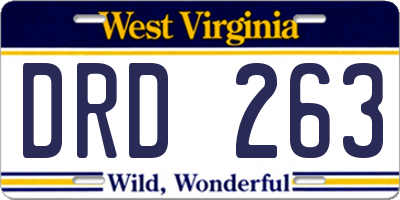 WV license plate DRD263