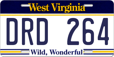 WV license plate DRD264