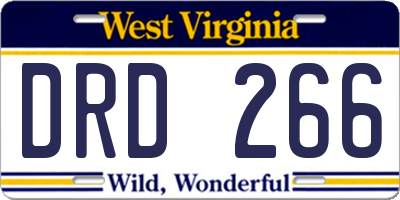 WV license plate DRD266