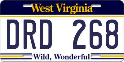 WV license plate DRD268