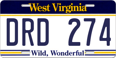 WV license plate DRD274