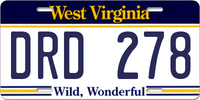 WV license plate DRD278