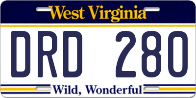 WV license plate DRD280