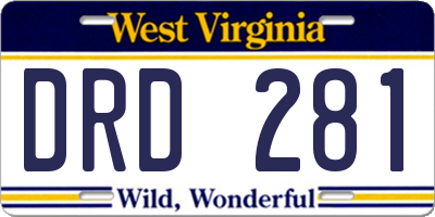 WV license plate DRD281