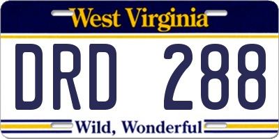 WV license plate DRD288