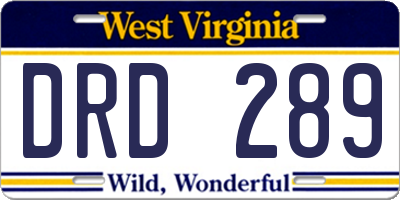 WV license plate DRD289