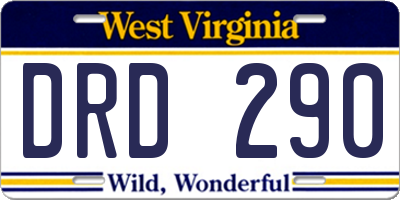 WV license plate DRD290