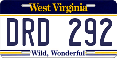 WV license plate DRD292