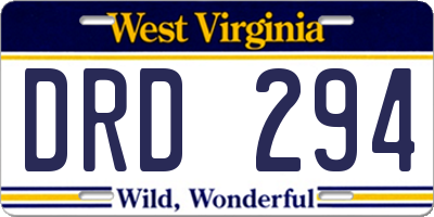 WV license plate DRD294