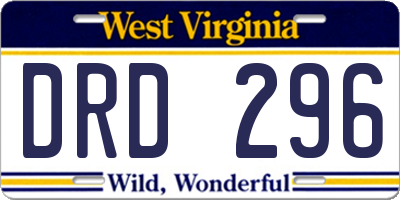 WV license plate DRD296