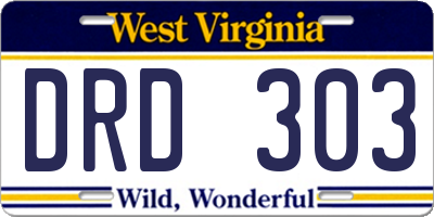 WV license plate DRD303