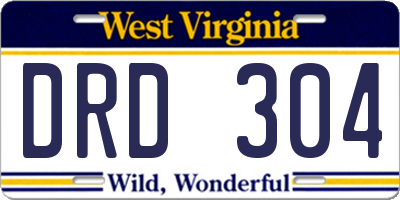 WV license plate DRD304