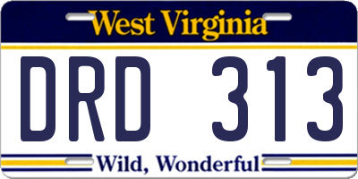 WV license plate DRD313