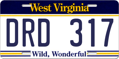 WV license plate DRD317