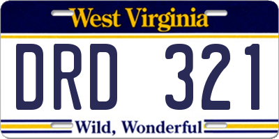 WV license plate DRD321