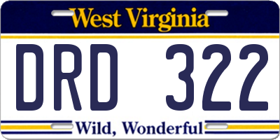 WV license plate DRD322