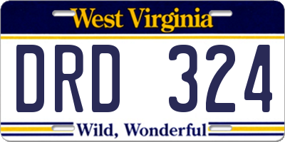 WV license plate DRD324