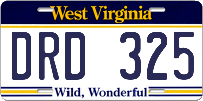 WV license plate DRD325