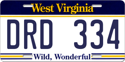 WV license plate DRD334