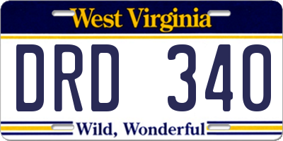 WV license plate DRD340