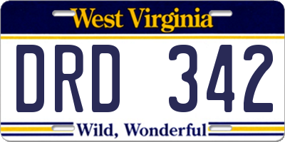 WV license plate DRD342
