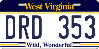 WV license plate DRD353