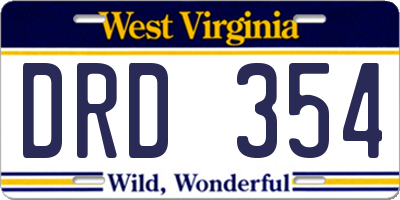 WV license plate DRD354