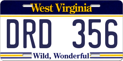 WV license plate DRD356