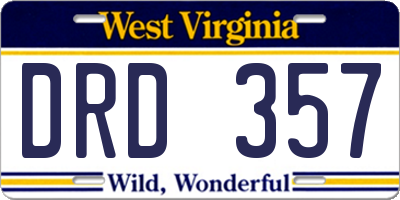 WV license plate DRD357