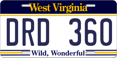 WV license plate DRD360