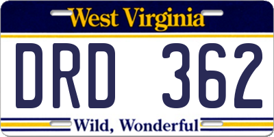 WV license plate DRD362