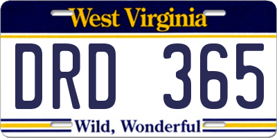 WV license plate DRD365