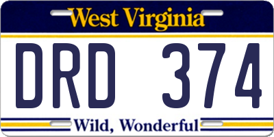 WV license plate DRD374