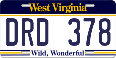 WV license plate DRD378