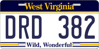 WV license plate DRD382
