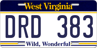 WV license plate DRD383