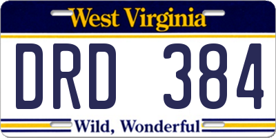 WV license plate DRD384