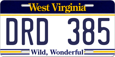 WV license plate DRD385