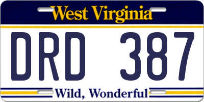 WV license plate DRD387