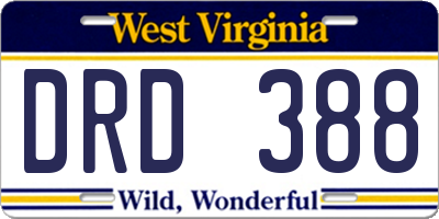 WV license plate DRD388